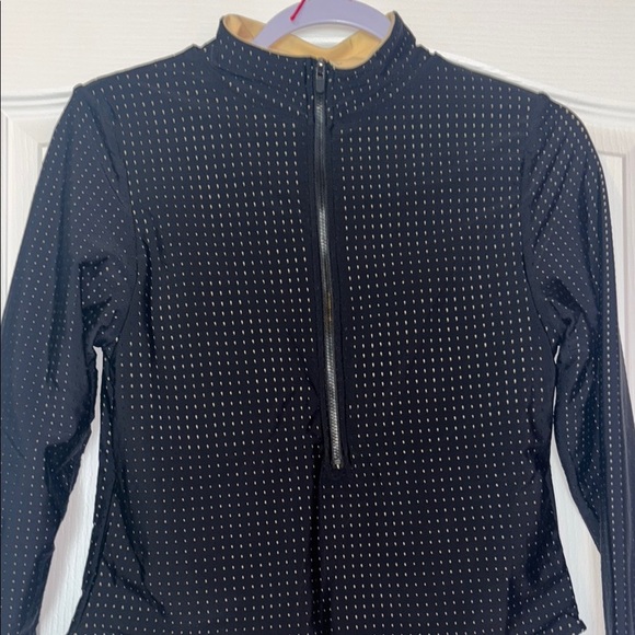 Fabletics Black and Tan One Piece Swimsuit with Zip Front - Picture 4 of 11